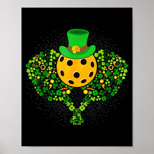 Pickleball st patricks dag lycklig pickleball-spel poster (Framsidan)