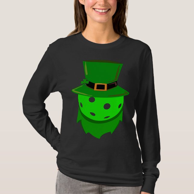 Pickleball St Patricks Day Shamrock Leprechaun Hat T Shirt (Framsida)