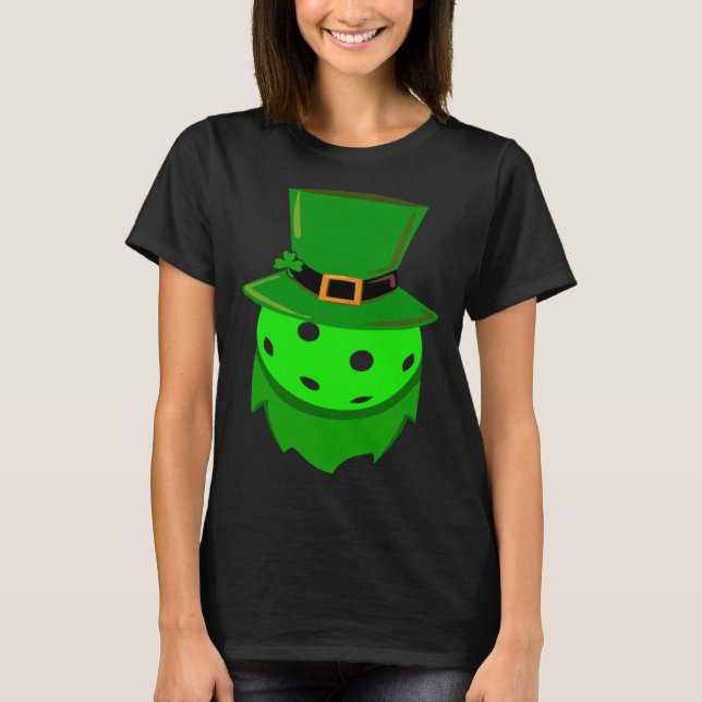 Pickleball St Patricks Day Shamrock Leprechaun Hat T Shirt (Framsida)