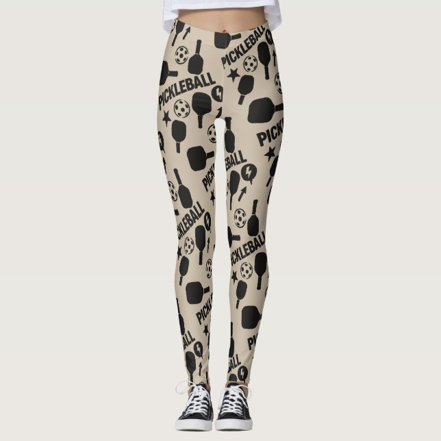 Pickleball Stencil Motif Art Leggings (Framsida)