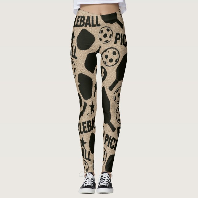 Pickleball Stencil Motif Art Leggings (Framsida)