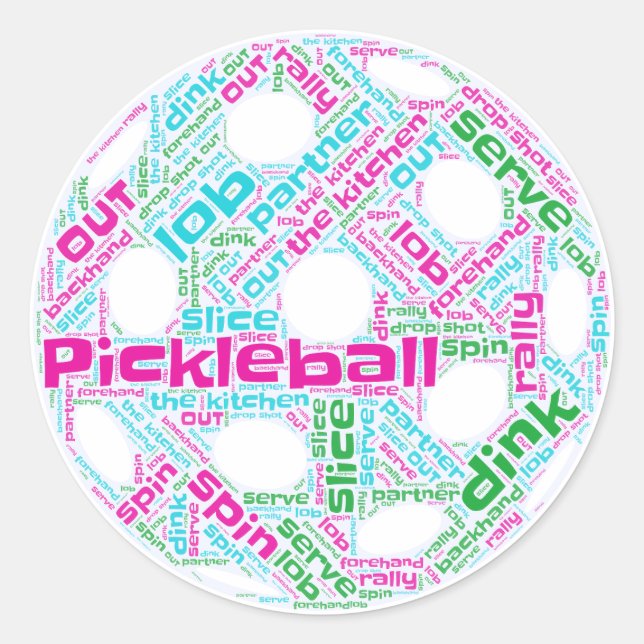 Pickleball Sticker Runt Klistermärke (Framsida)