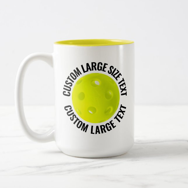 Pickleball & Stor text GUL 15oz Anpassad Två-Tonad Mugg (Vänster)