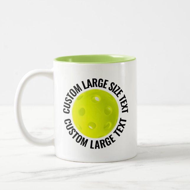 Pickleball & Stor Text LIME GRÖN 11oz Anpassad Två-Tonad Mugg (Vänster)