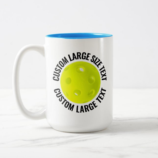Pickleball & Stor text LJUSBLÅ 425g Custom Två-Tonad Mugg (Vänster)