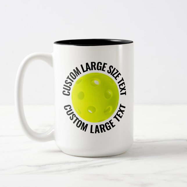 Pickleball & Stor Text SVART 15oz Anpassad Två-Tonad Mugg (Vänster)
