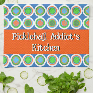 Pickleball Summer Polka Dot Orange Grönt Blue Boll Kökshandduk