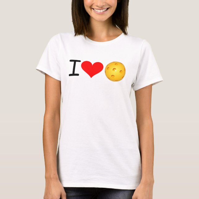 Pickleball T-shirt: I Pickleball Kärlek Tee Shirt (Framsida)