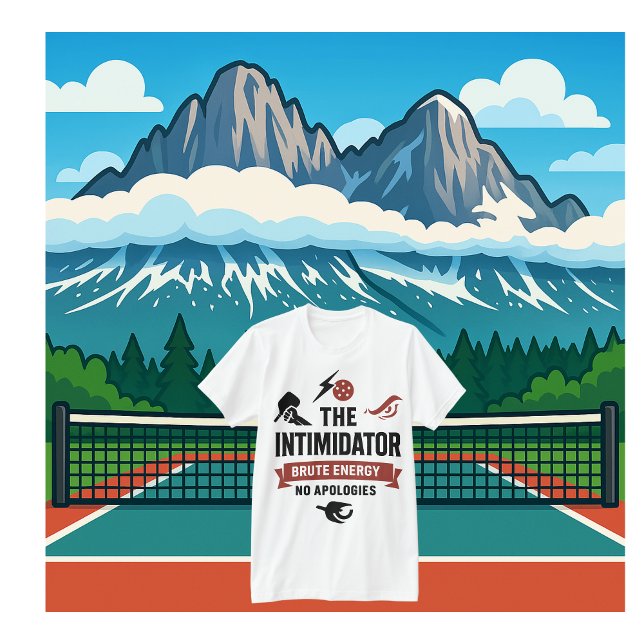 Pickleball T-Shirt Med Intimidator (PICKLEBALL PERSONALIZED NAME MENS T-SHIRT)
