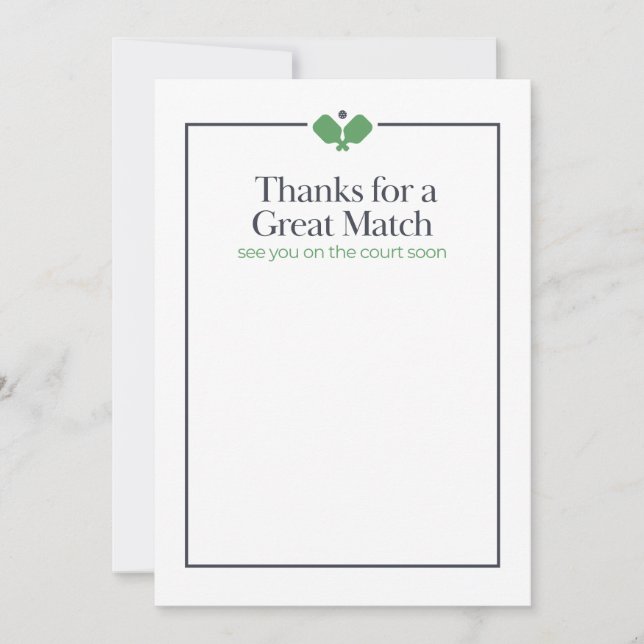 Pickleball Tacksamhetskort | Marin Grön Tack Kort (Framsida)