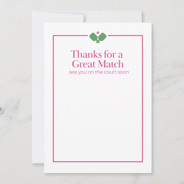 Pickleball Tacksamhetskort | Stor Match Tack Kort (Framsida)