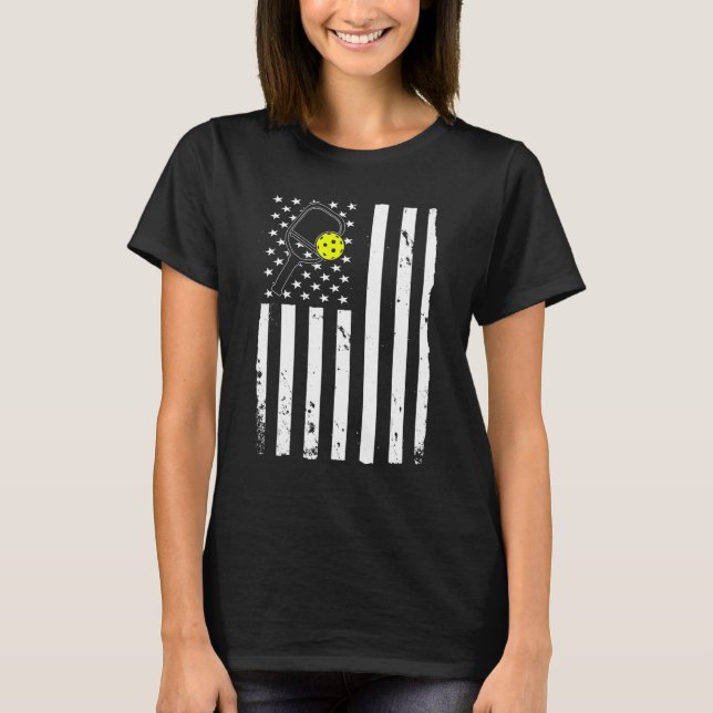 Pickleball Team USA American Flagga T Shirt (Framsida)