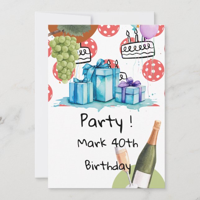 Pickleball-tema för födelsedagsfest inbjudningar (Framsida)