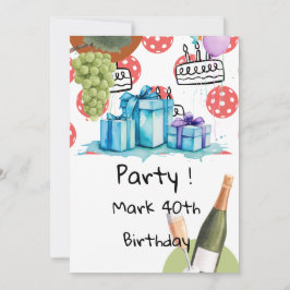 Pickleball-tema för födelsedagsfest inbjudningar