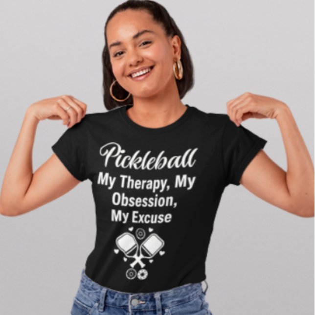 Pickleball Terapi Besatthet Kul Sport Typografi T Shirt (Skapare uppladdad)