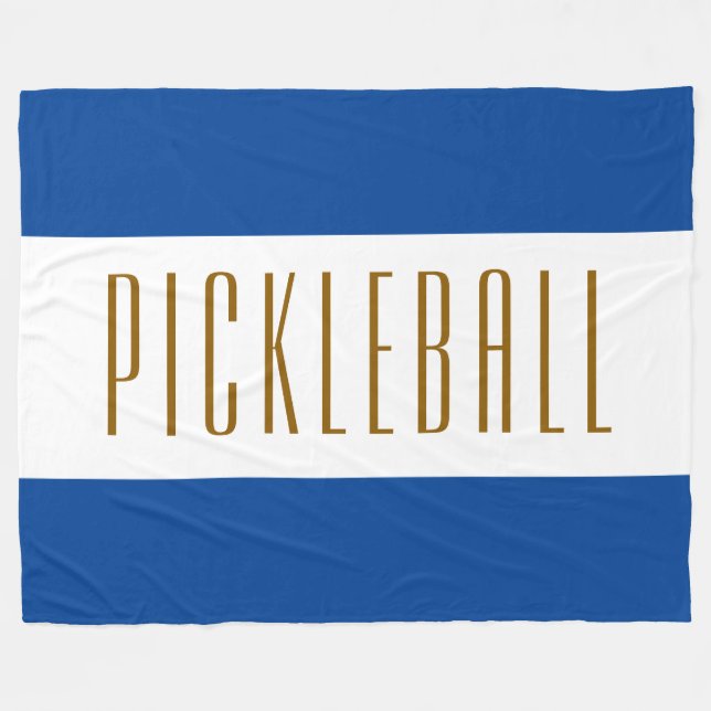 Pickleball-text för roligt, fetstil, blå Rand Fleecefilt (Framsidan (Horisontell))