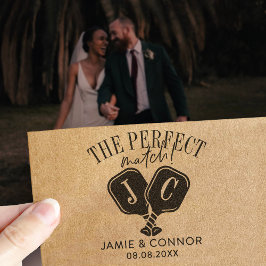 Pickleball The Perfect Match Wedding Save the Date Självfärgande Stämpel