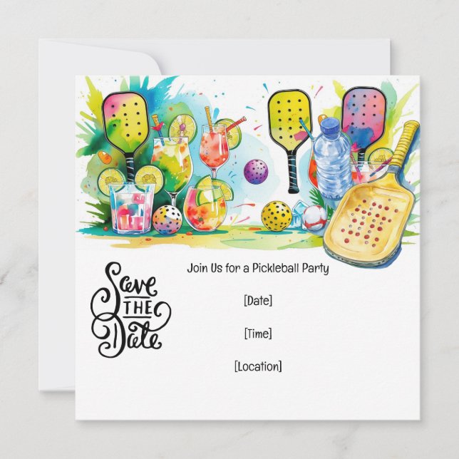 Pickleball themed Party Inbjudningar (Framsida)