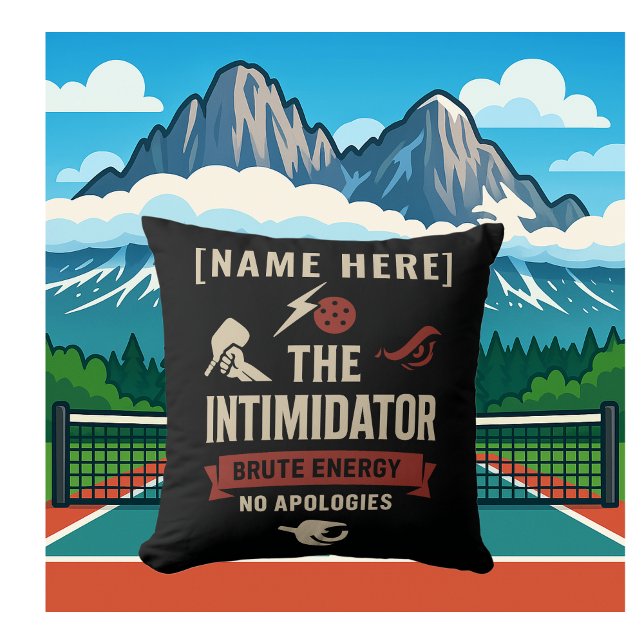 Pickleball Throw Pillow Featuring Intimidator Kudde (PICKLEBALL PERSONALIZED NAME THROW PILLOW)