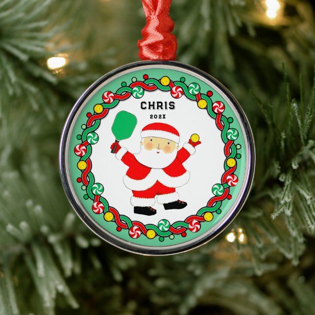 Pickleball Tomte Claus Keramisk Juldekoration (Träd)