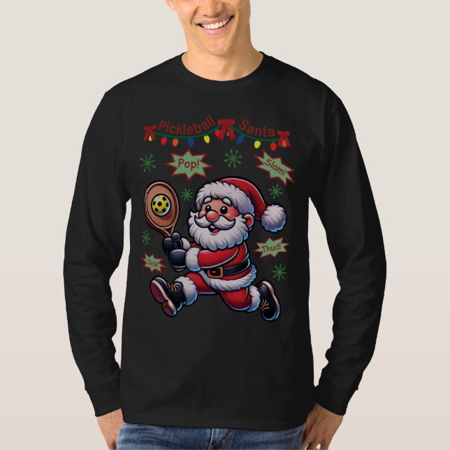 Pickleball Tomte Jul T Shirt (Framsida)