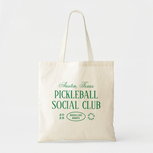 Pickleball Tote Bag i Grönt och vitt Tygkasse (Framsidan)