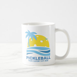 Pickleball Tropical Handflatan Träd Sol Din Anpas Kaffemugg