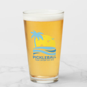 Pickleball Tropical Handflatan Träd Sol Din Anpass Glaskopp