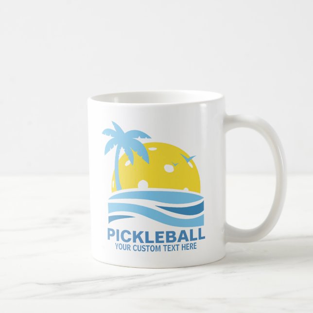 Pickleball Tropical Handflatan Träd Sol Din Anpass Kaffemugg (Höger)