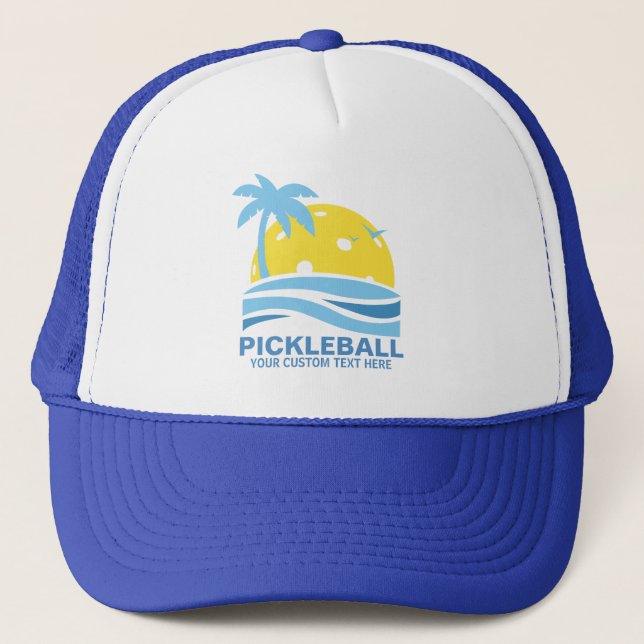 Pickleball Tropical Handflatan Träd Sol Din Anpass Keps (Framsida)