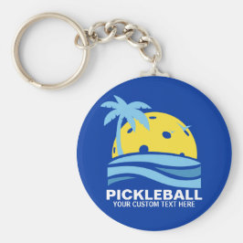 Pickleball Tropical Handflatan Träd Sol Din Anpass Nyckelring