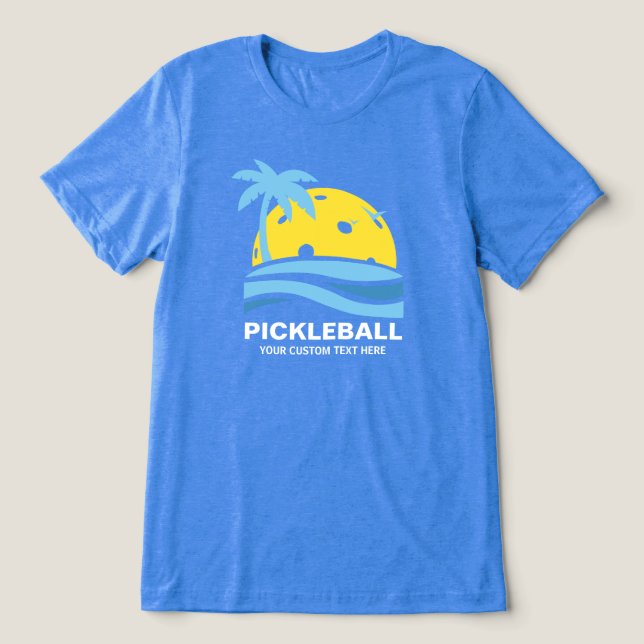 Pickleball Tropical Handflatan Träd Sol Din Anpass T Shirt (Design Framsida)