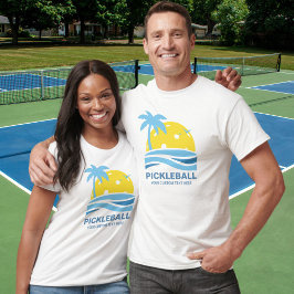 Pickleball Tropical Handflatan Träd Sol Din Anpass T Shirt