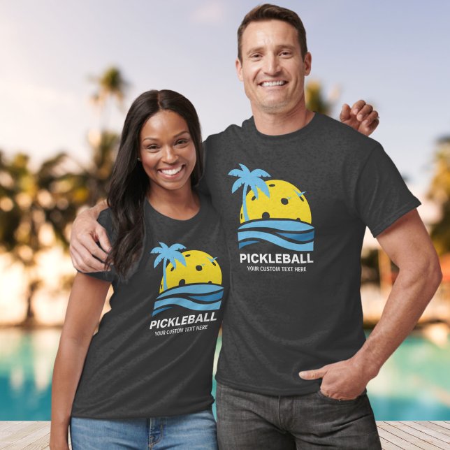 Pickleball Tropical Handflatan Träd Sol Din Anpass T Shirt (Skapare uppladdad)