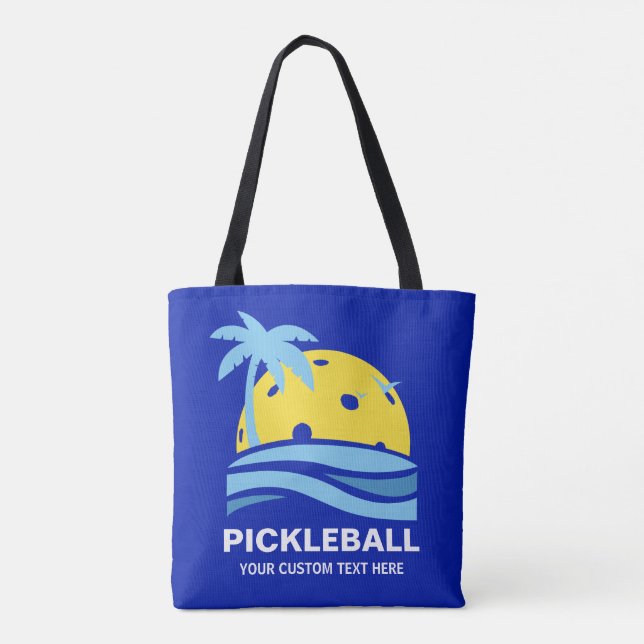 Pickleball Tropical Handflatan Träd Sol Din Anpass Tygkasse (Baksida)
