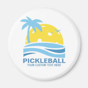 Pickleball tropisk palmträdsol din beställnings- magnet