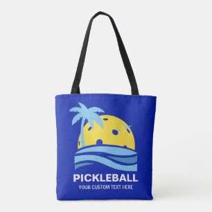 Pickleball tropisk palmträdsol din beställnings- tygkasse