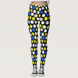 Pickleball tryck - grön vitblåttpolka dots leggings