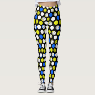 Pickleball tryck - grön vitblåttpolka dots leggings