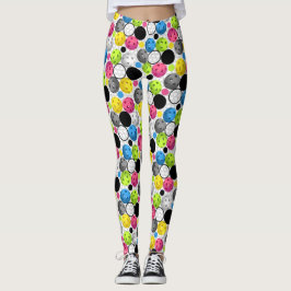 Pickleball tryck med fuchsia bollar leggings