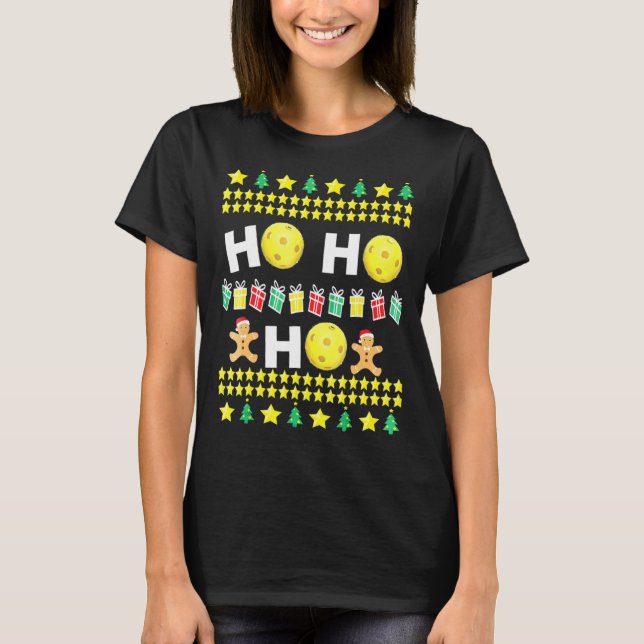 Pickleball Ugly jul Sweater Helgdag T Shirt (Framsida)