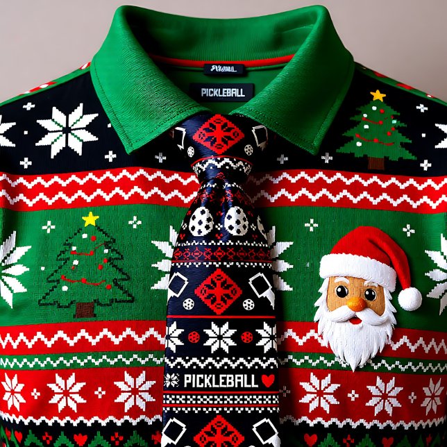 😄 Pickleball 🎄 Ugly jul Sweater stil Slips (😄 Pickleball🎄 Ugly Christmas Sweater style Neck Tie)
