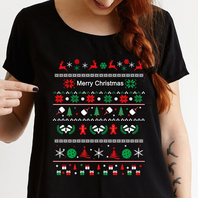 🎅 Pickleball 🎄 Ugly jul Sweater stil T Shirt (Skapare uppladdad)