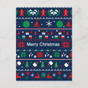 Pickleball 🎄 Ugly Sweater jul, anpassningsbar tex Vykort