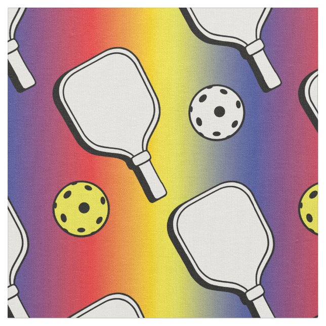 Pickleball - vit på övertoningsblandad färger bg tyg (Närbild)