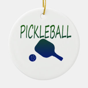 pickleball w paddlar och klumpa ihop sig blått f julgransprydnad keramik
