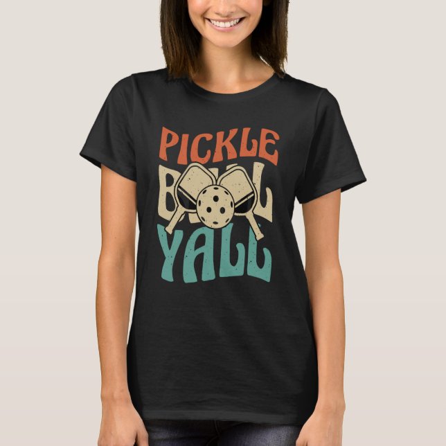 Pickleball Yall Retro Vintage 70's 80's T Shirt (Framsida)