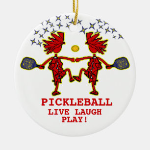 Pickleballl Live Laugh Play Ceramic Ornament