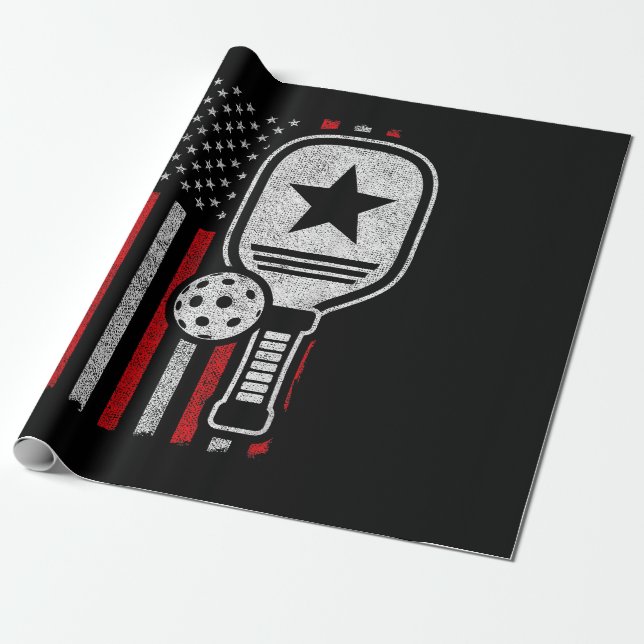 Pickleballspelare - Amerikansk flagga Pickleball - Presentpapper (Utrullad)
