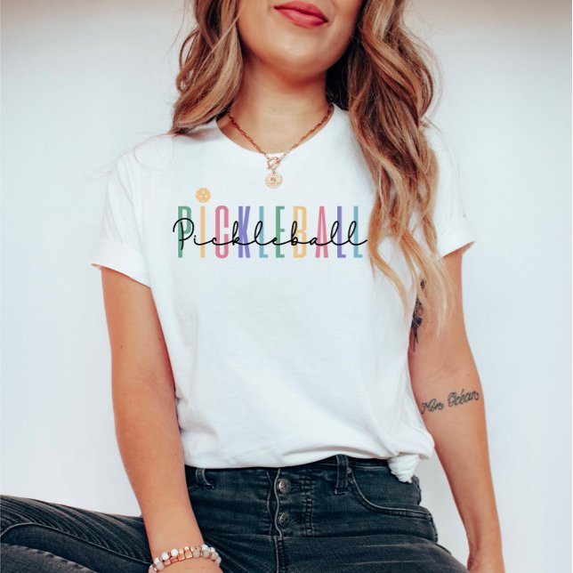 Pickleballspelare Färgad Fet Text T Shirt (Skapare uppladdad)